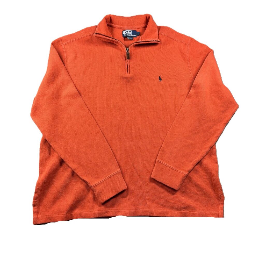 Polo Ralph Lauren Men 1/4 Zip Pullover Vintage Y2K Preppy Orange Large M248